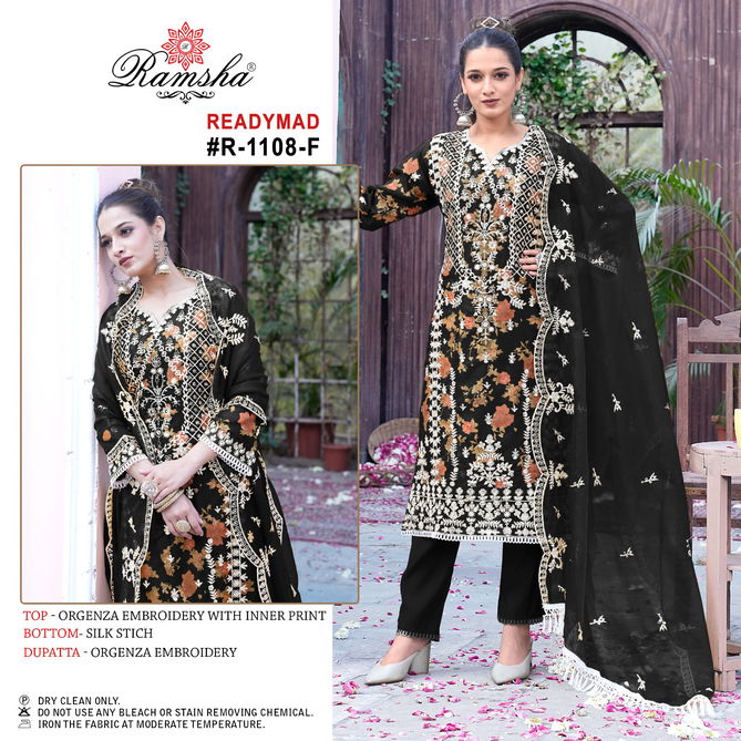 R 1108 By Ramsha Nx Organza Readymade Pakistani Suits Wholesale Market In Surat
